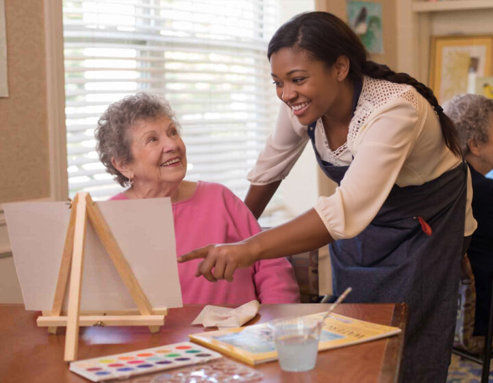 Smith Village assisted living residents enjoy an art class